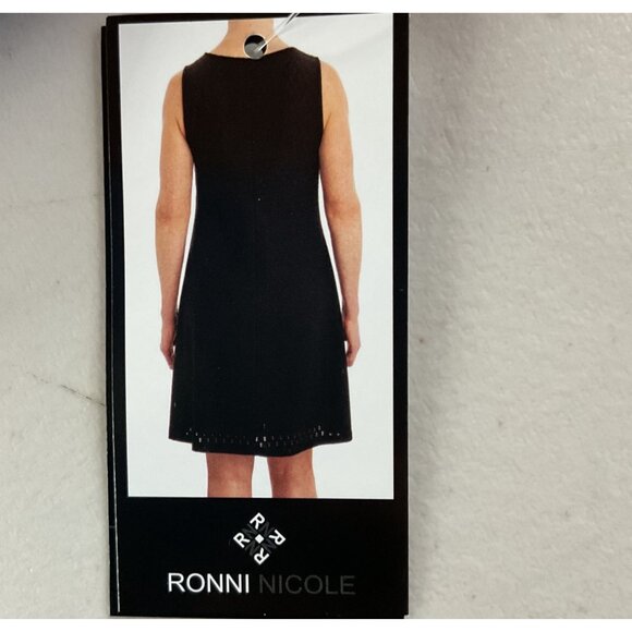 NWT Ronni Nicole Sleeveless Paisley Print White/Indigo Dress L blues new - Picture 9 of 11